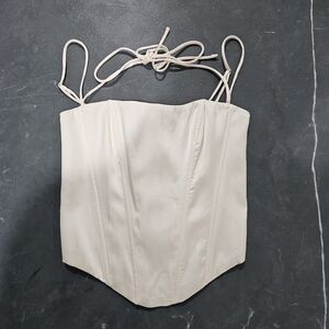 NWOT Edikted Satin‎ Cream Lace Up Halter Corset size XS